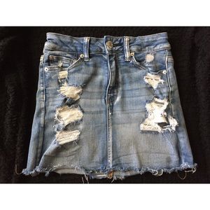 AE high waist destroyed denim skirt 4